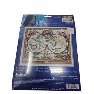 NEW Janlynn Platinum Collection Cross Stitch Kit Olde World Map Craft 18x15 in